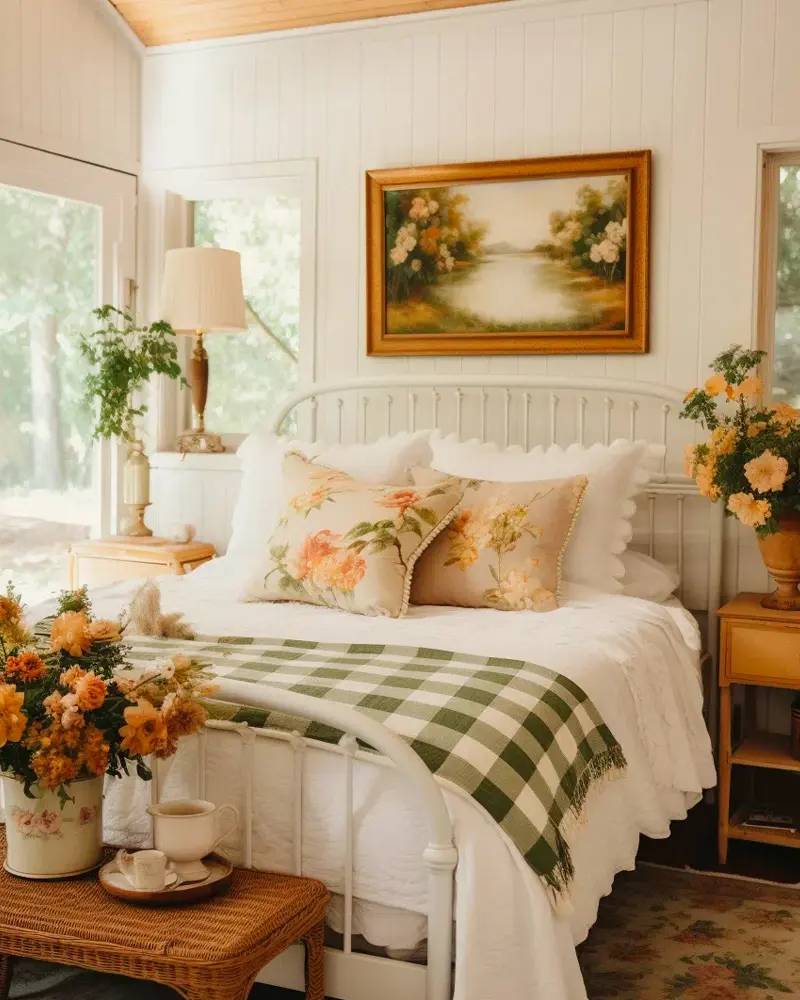 deco chambre campagne romantique florale