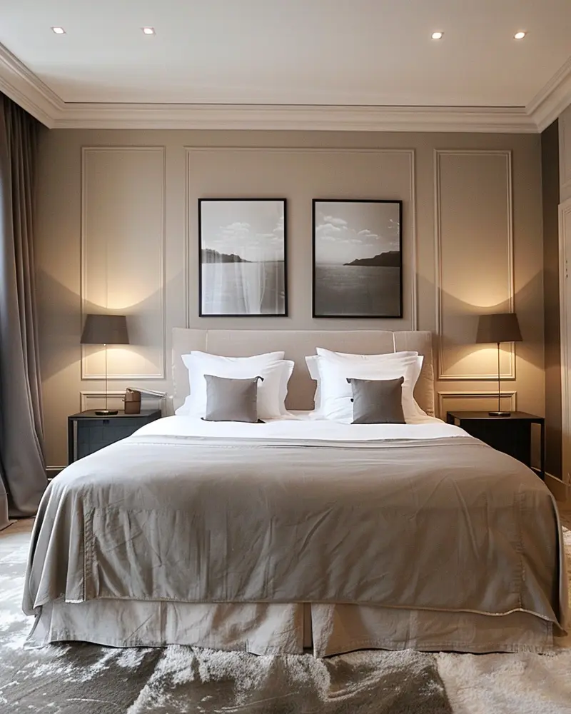 deco chambre chic beige blanc