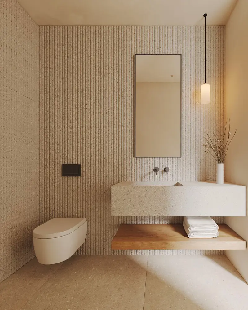 deco salle de bain zen japandi beige