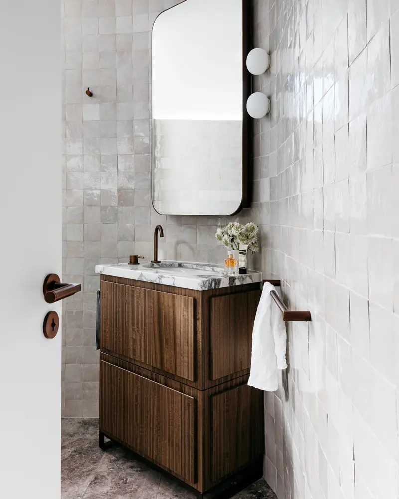 deco salle de bain zen carrelage zellige blanc