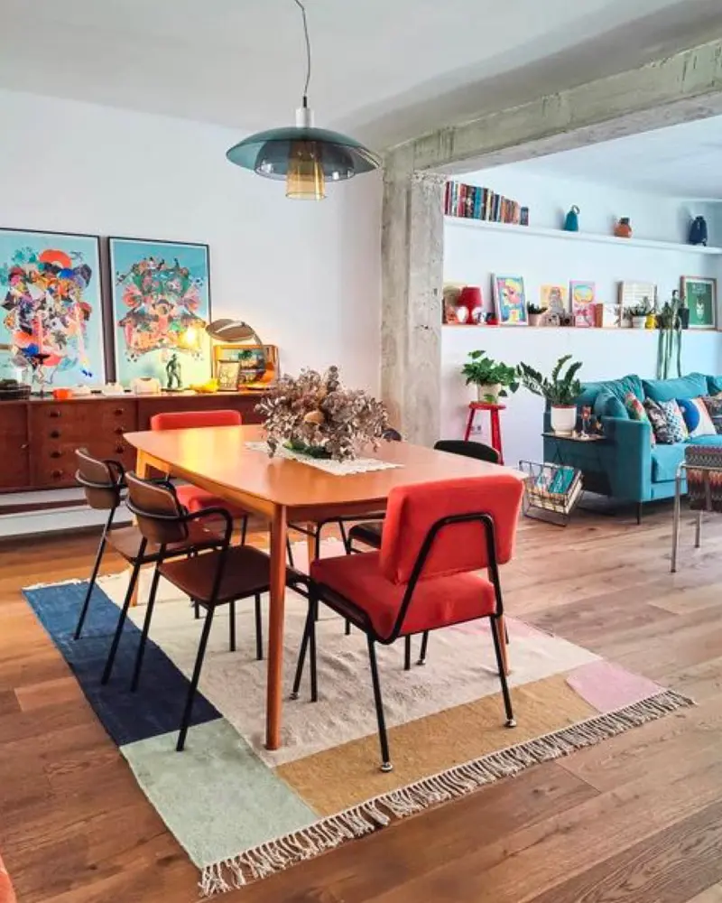 deco salle a manger industrielle vintage coloree