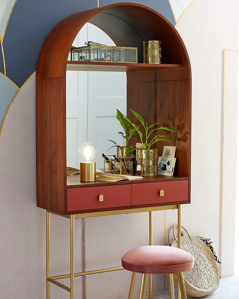 deco bureau rose dore