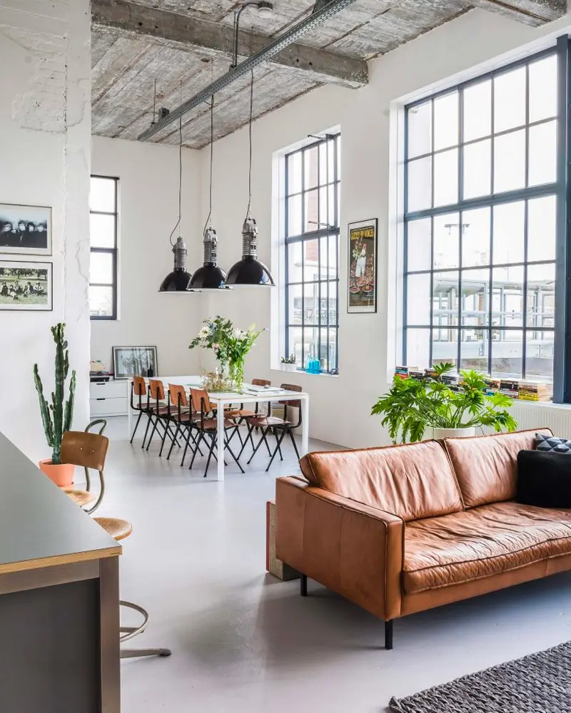 deco salon moderne industriel cuir
