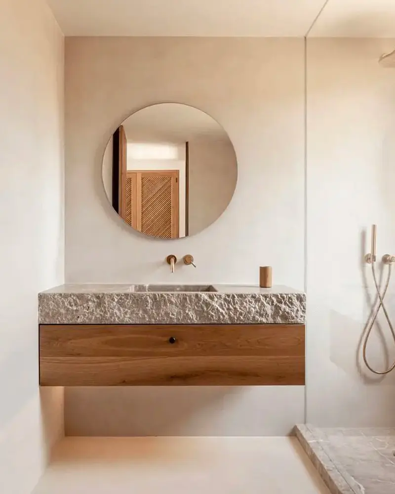 deco zen japandi bois pierre salle de bain