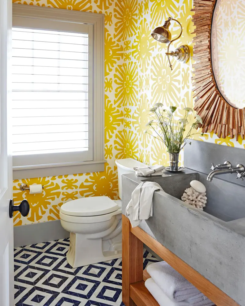 deco salle de bain graphique jaune noir