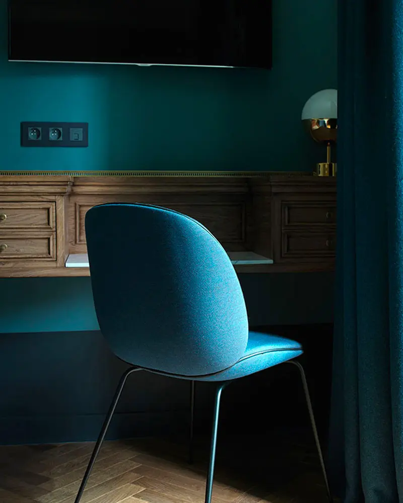 deco bureau chic bleu canard
