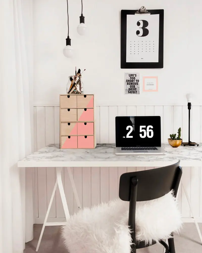 deco bureau marbre blanc