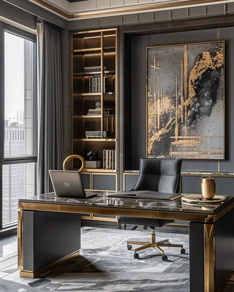 deco chic bureau noir dore