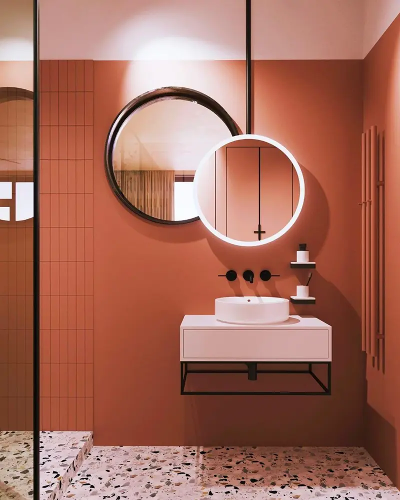 deco salle de bain moderne terracotta
