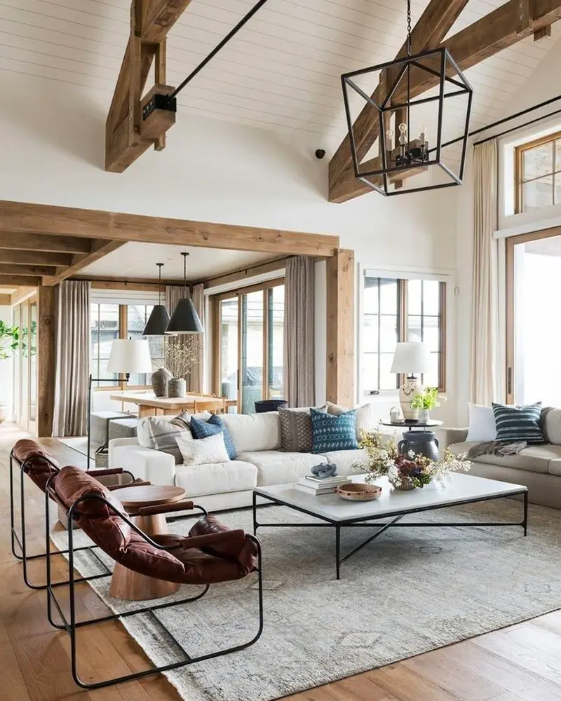 deco salon campagne moderne cuir