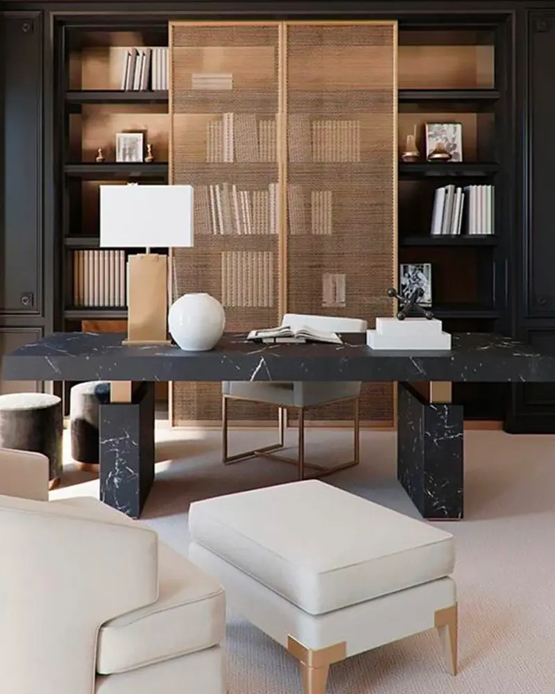 deco bureau chic marbre noir