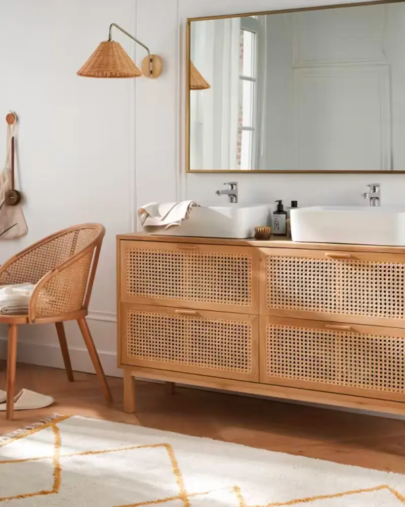 meuble salle de bain cannage