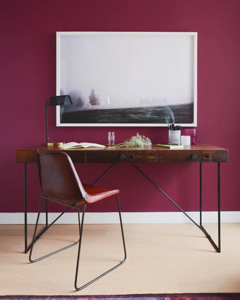 mur bordeaux deco bureau