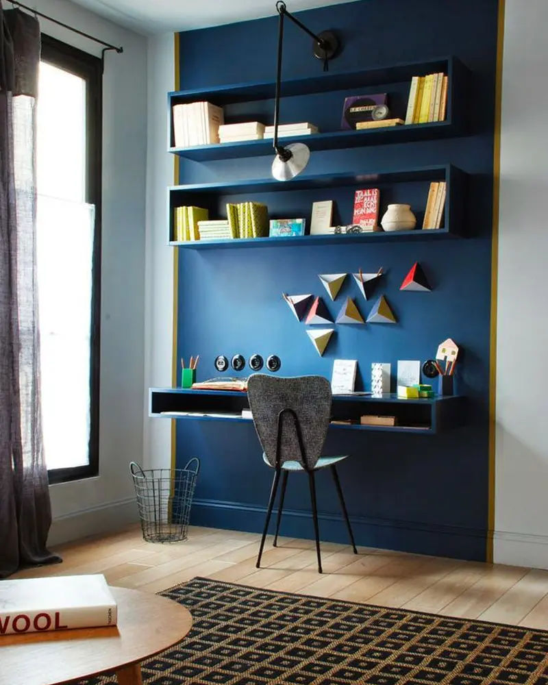 bureau mural bleu
