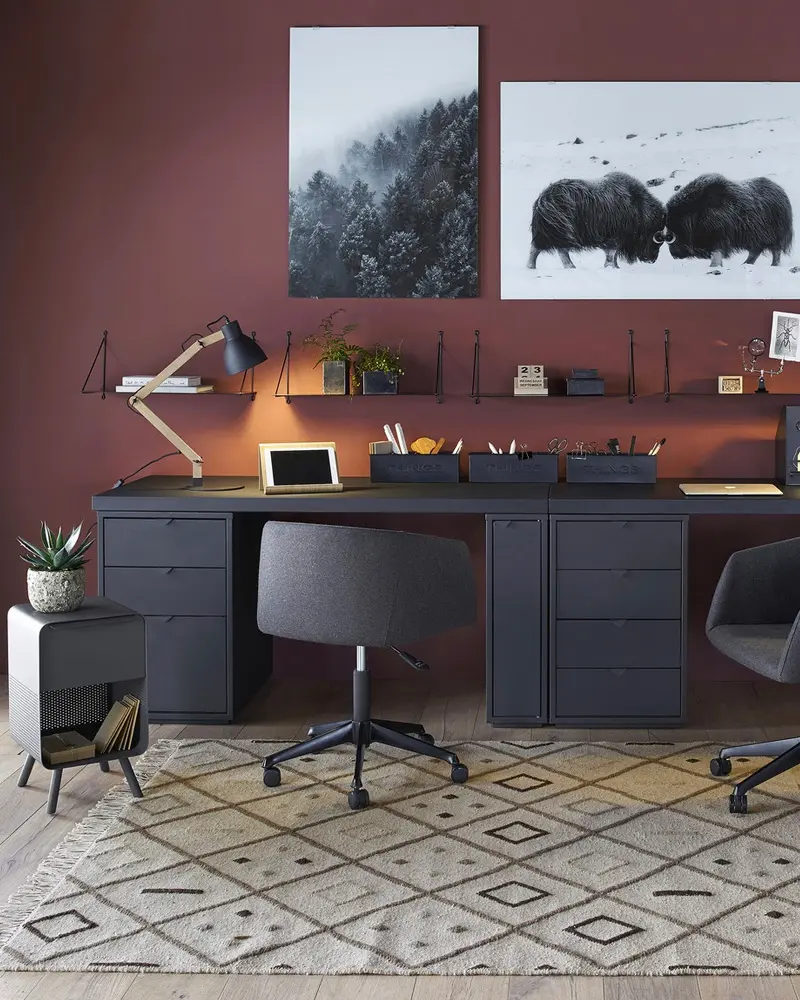 deco bureau bordeaux noir
