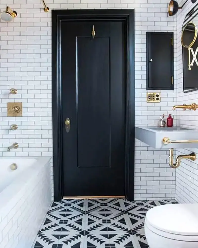 deco salle de bain chic noir blanc