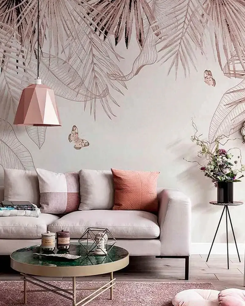 deco salon tropical moderne rose