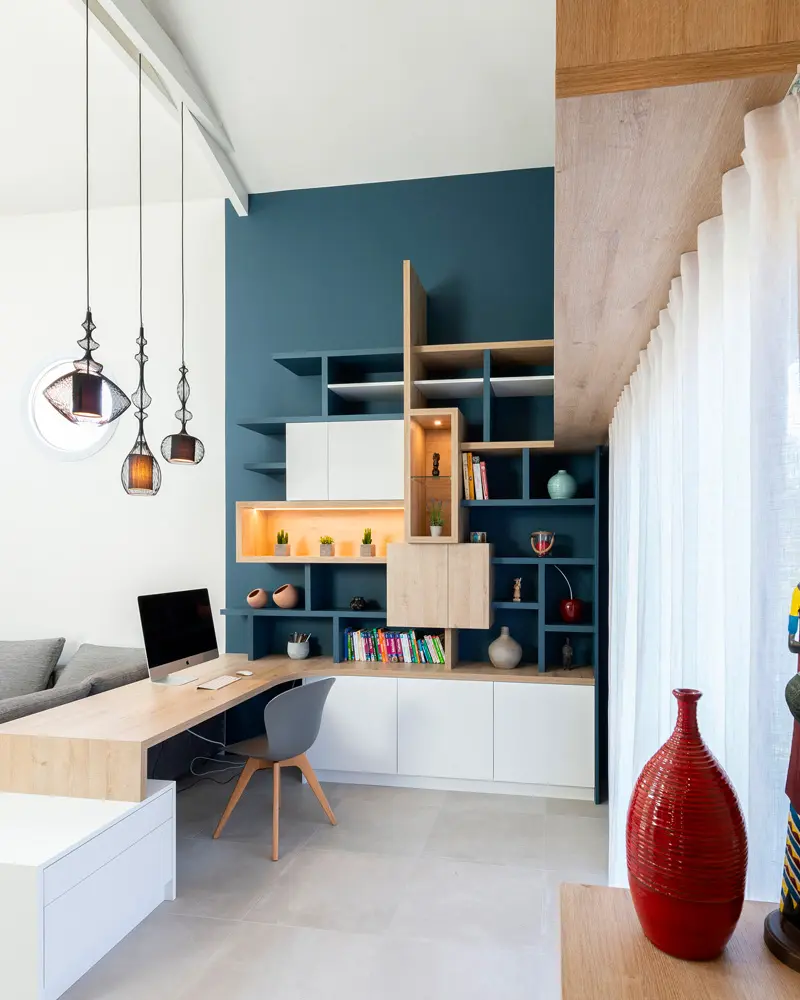 deco bureau bleu moderne