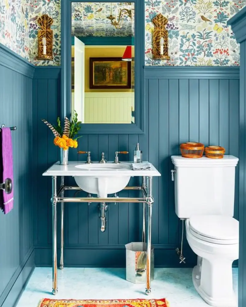 deco salle de bain campagne bleu canard