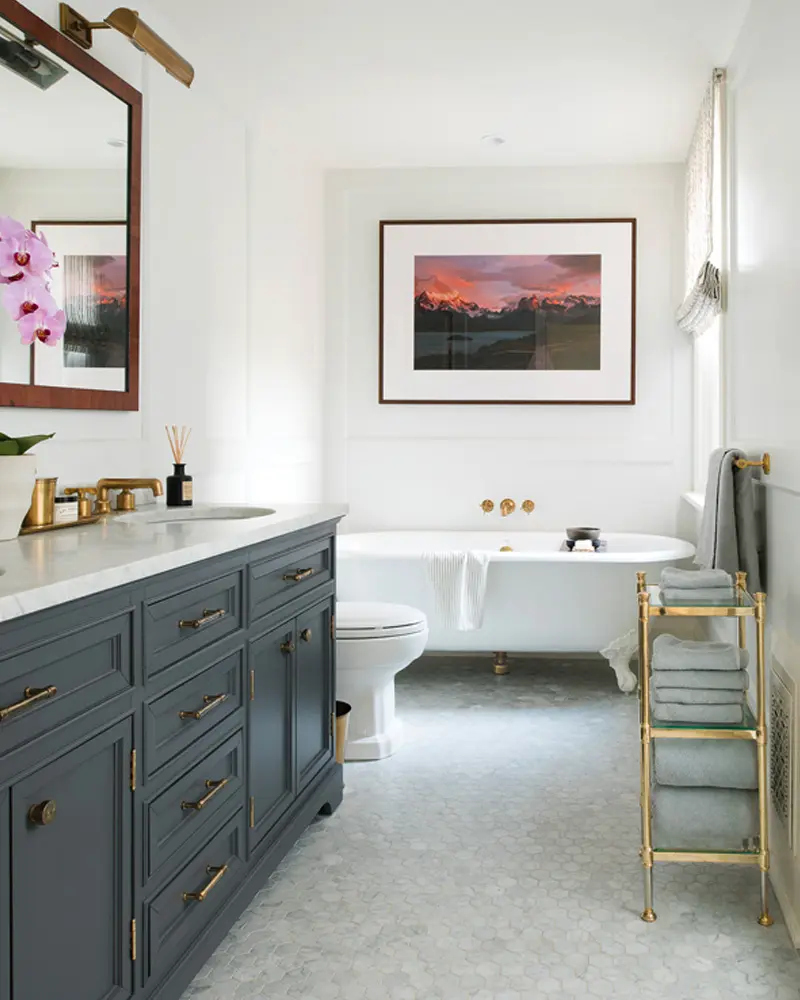 deco salle de bain chic gris dore