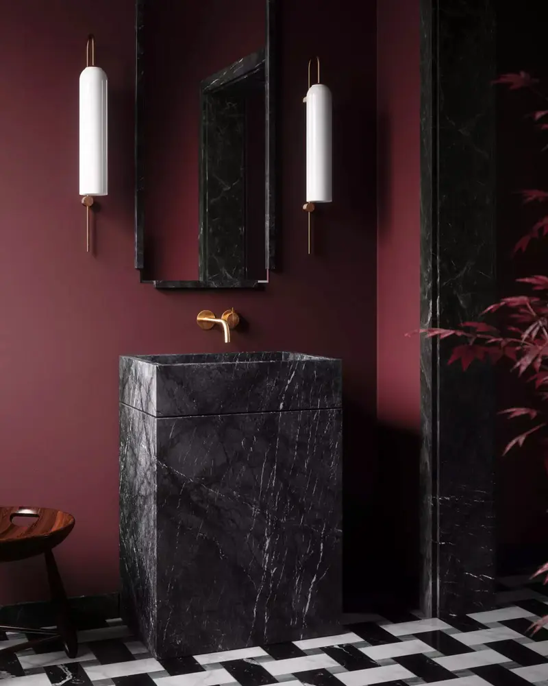 deco salle de bain marbre noir bordeaux