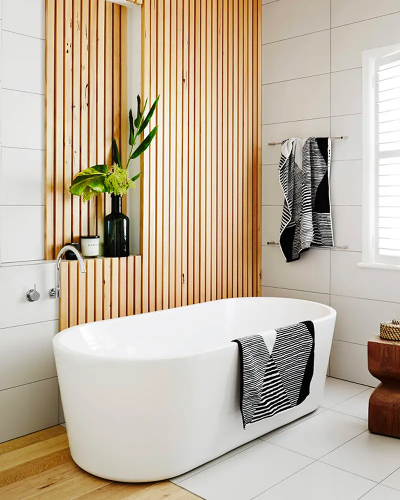 deco salle de bain minimaliste zen blanc bois