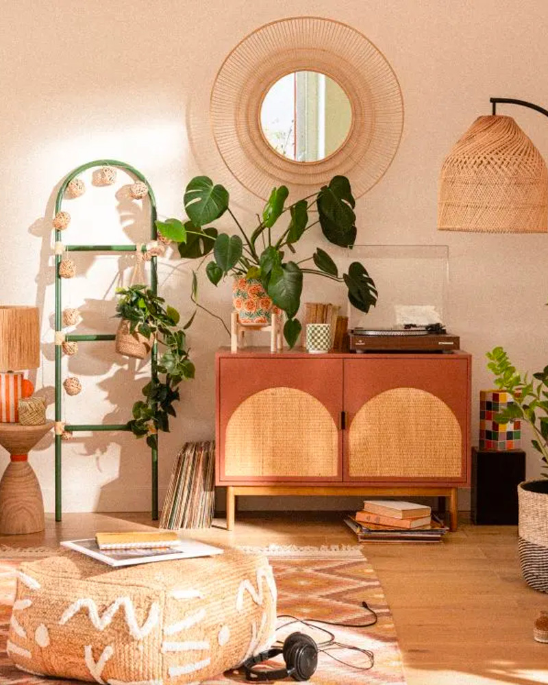 buffet 2 portes cannage terracotta