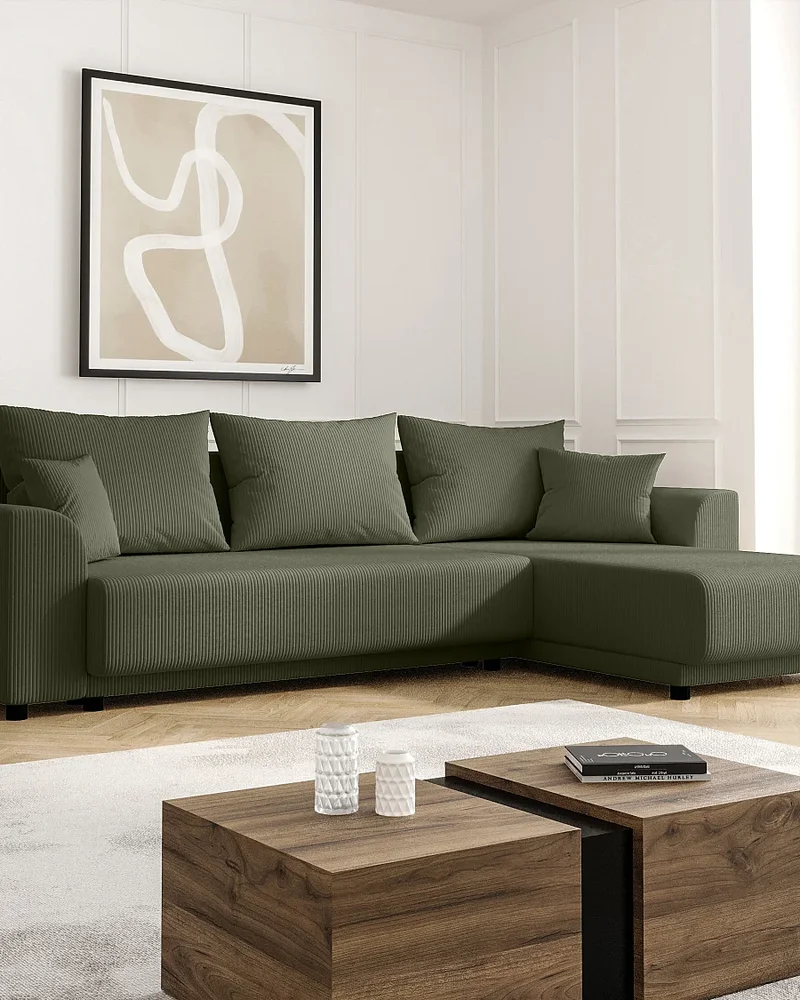 Canapé d'angle vert kaki Vente-unique