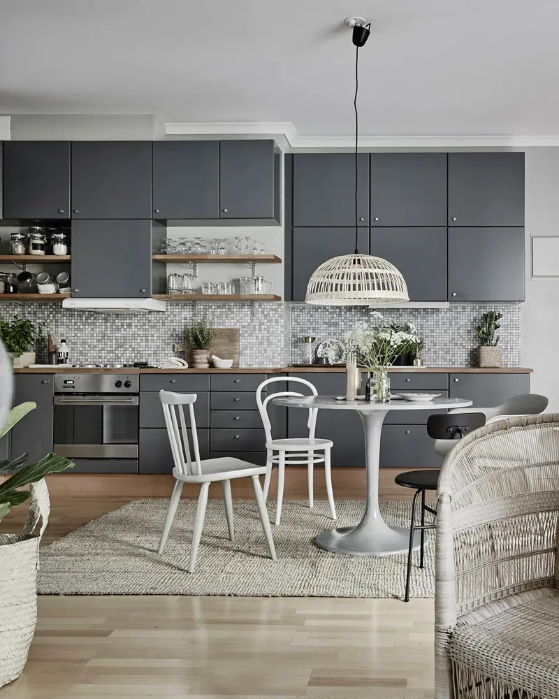 deco appartement nature vert kaki cuisine