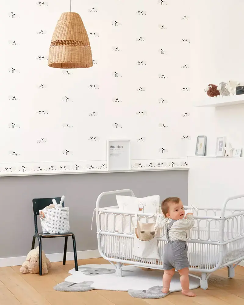 deco chambre bebe mouton papier peint