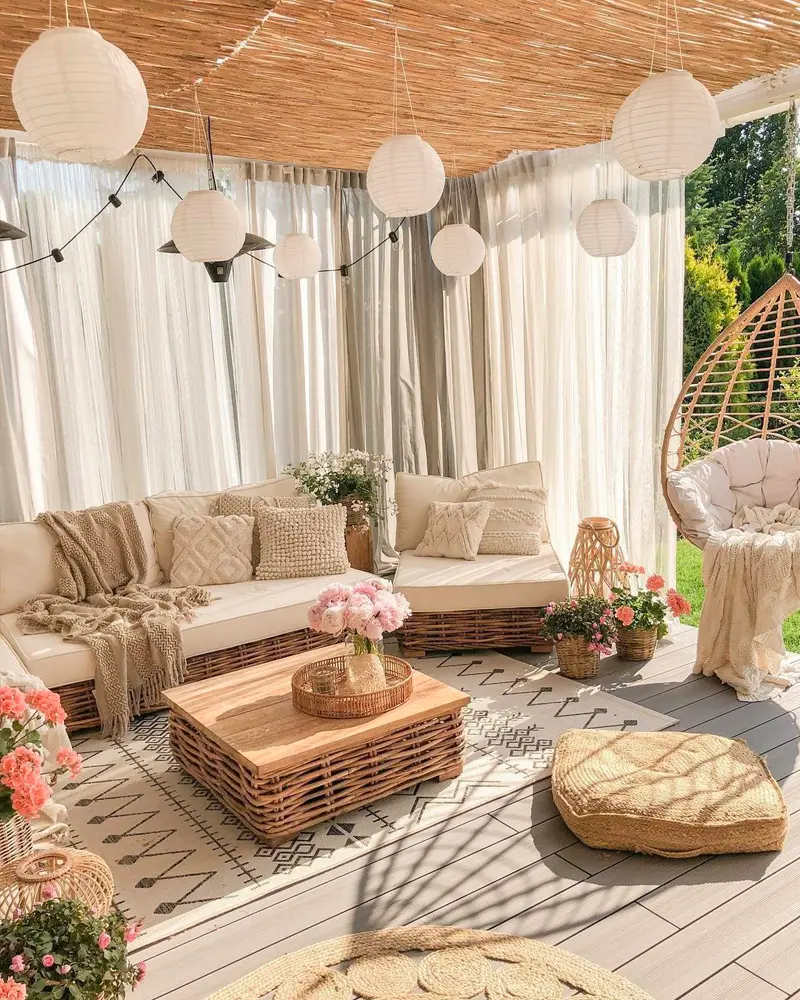 deco terrasse boheme beige