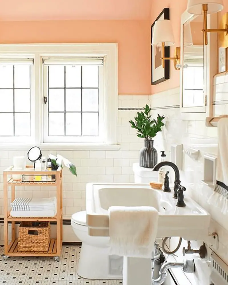 salle de bain cosy cocooning coloree