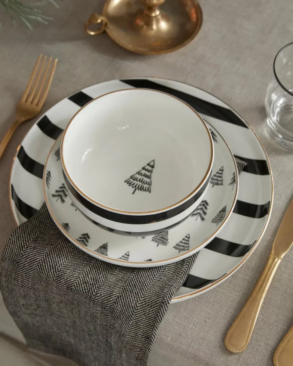 service table noel noir blanc