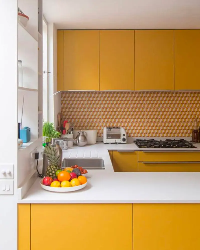 deco cuisine meuble jaune moutarde