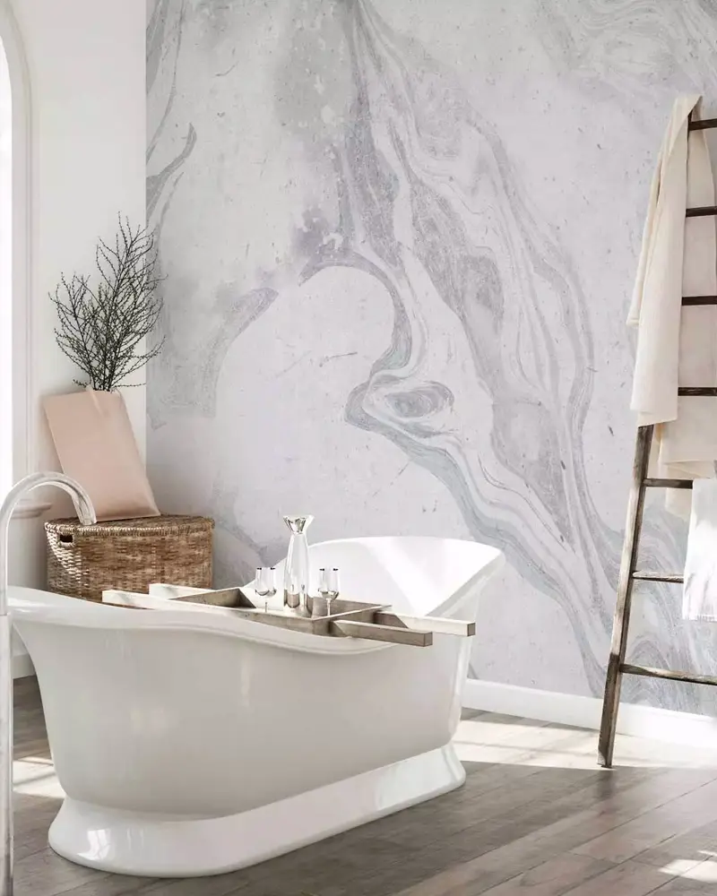 mur marbre blanc deco salle de bain