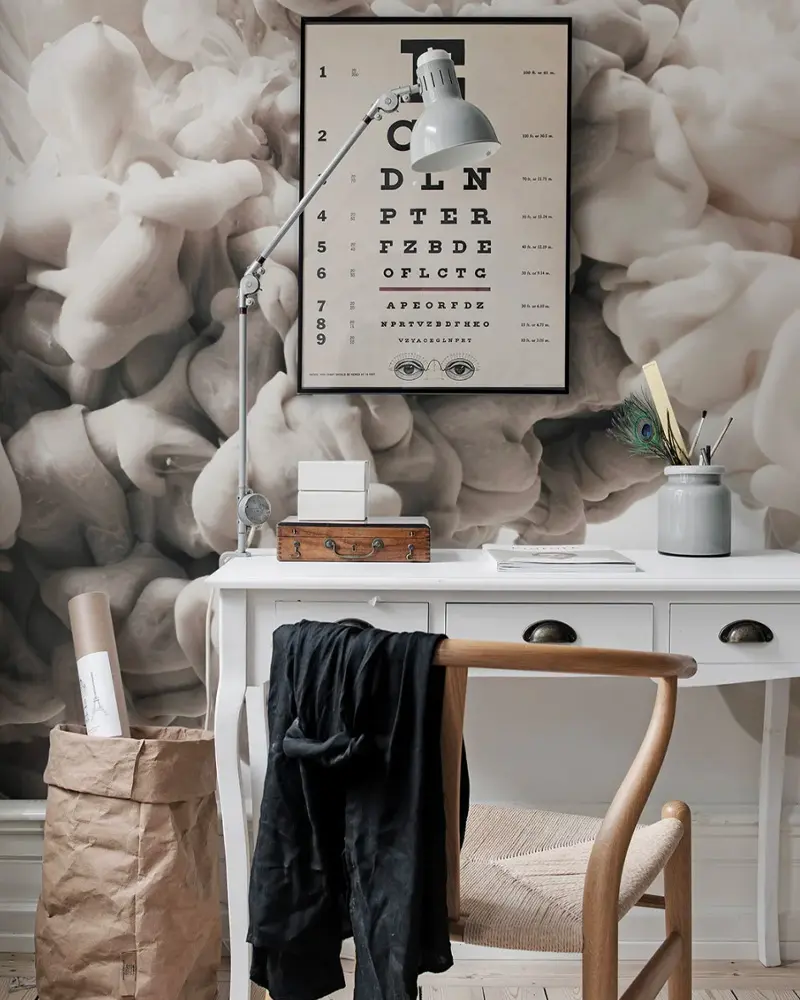 papier peint beige deco bureau