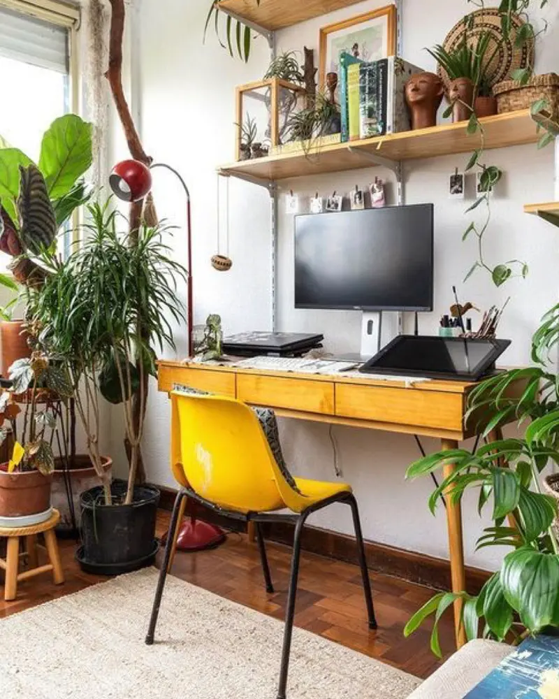 deco bureau jungle plantes