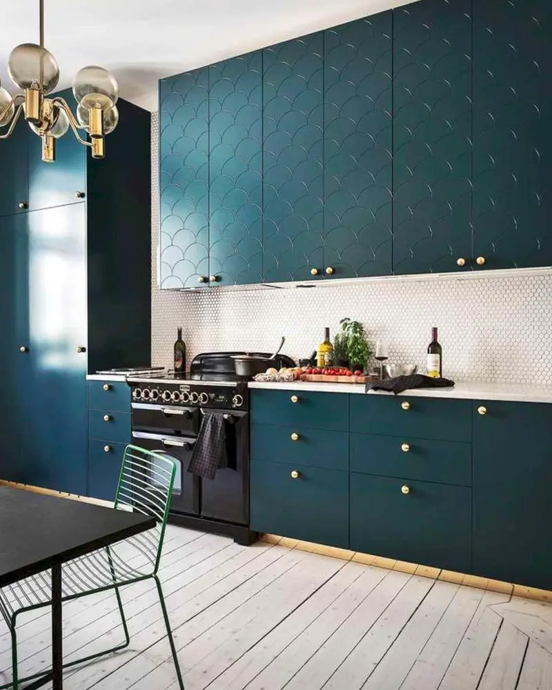 deco cuisine facades bleu canard