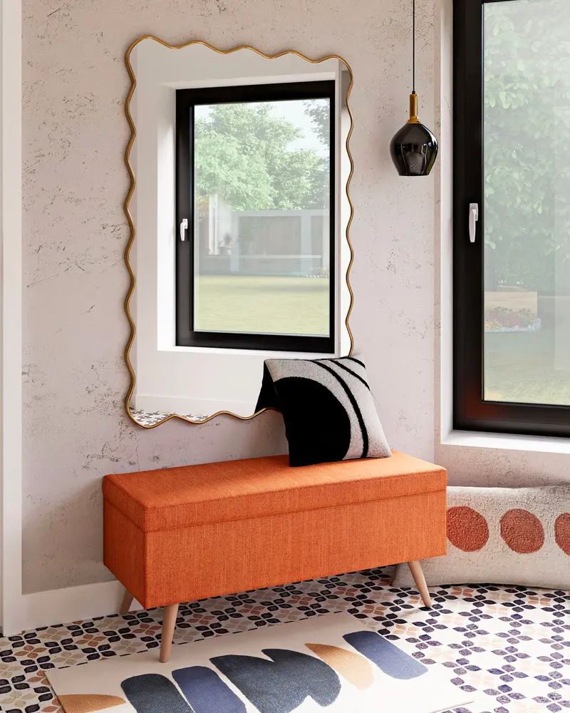 banc coffre orange