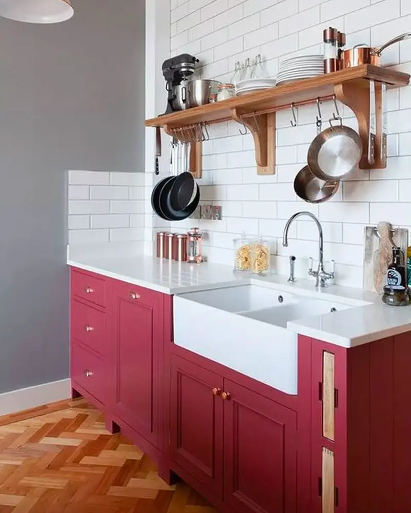 petite cuisine deco bordeaux gris