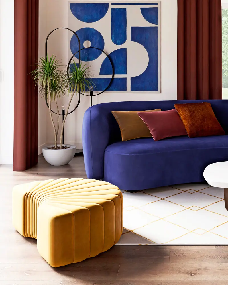 pouf coquillage dore