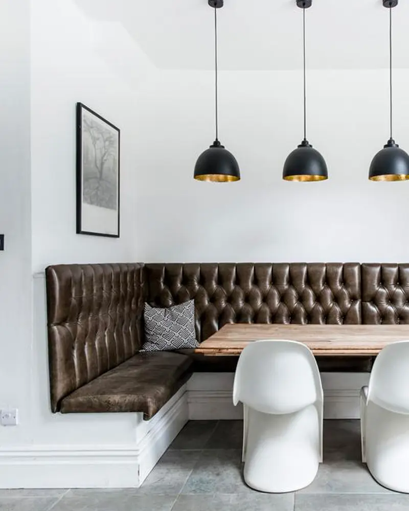 banquette cuir capitonne deco salle a manger