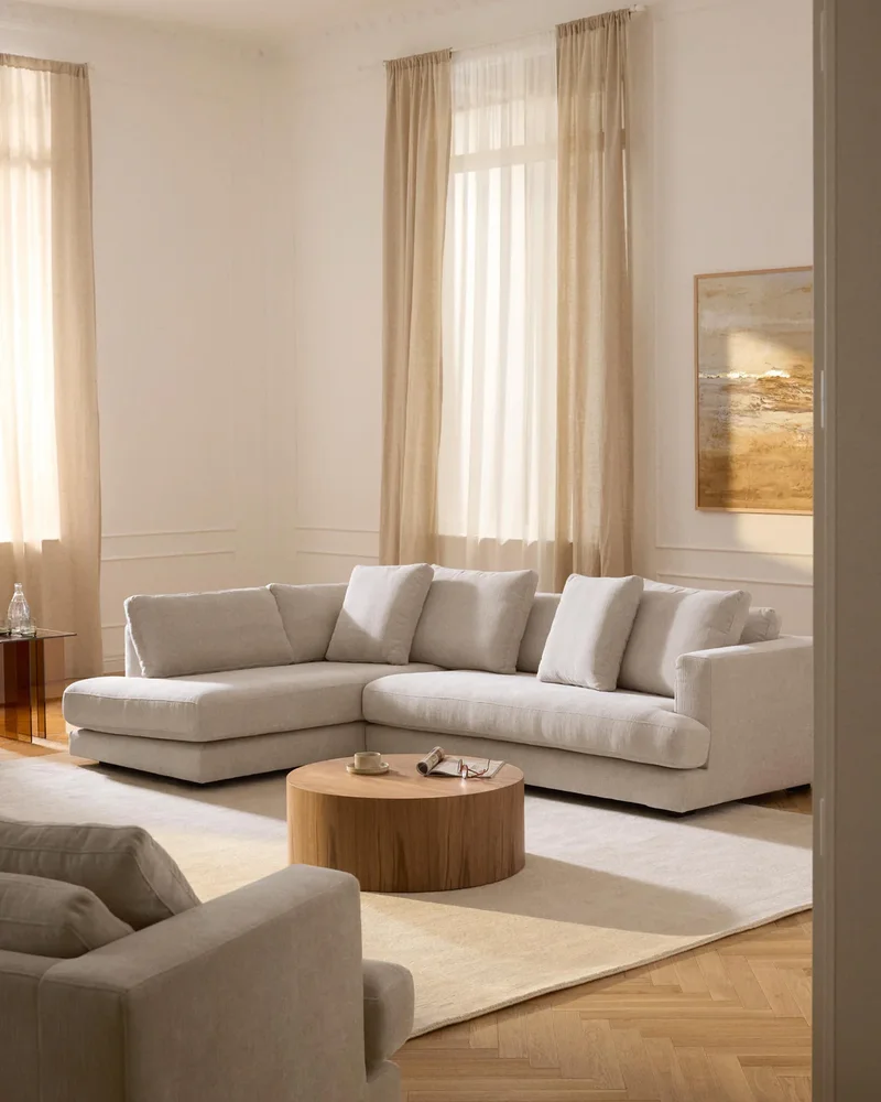 Canapé d'angle beige clair Westwing