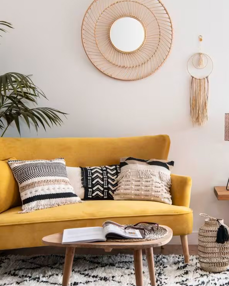 canape vintage jaune moutarde