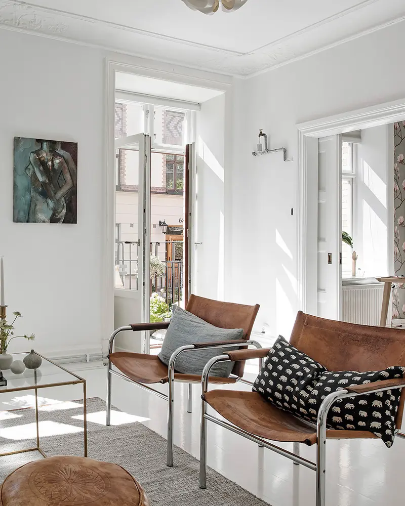deco appartement blanc papier peint salon