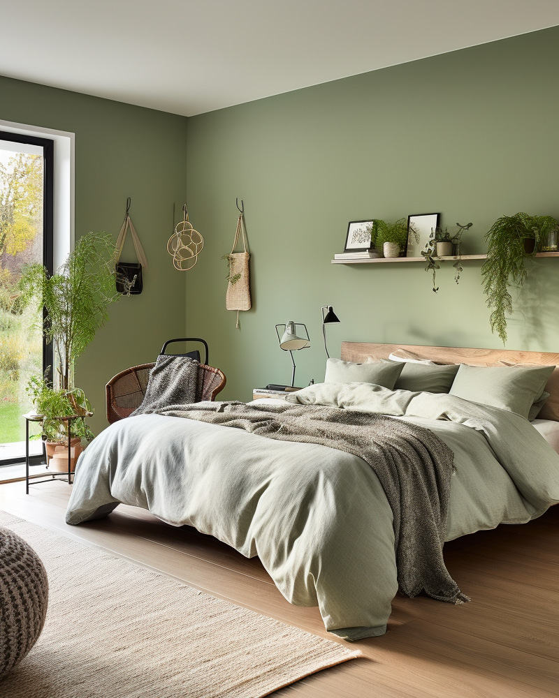deco chambre vert sauge bois gris