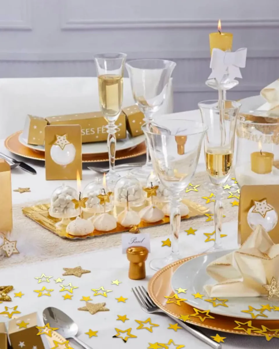 deco table noel dore blanc