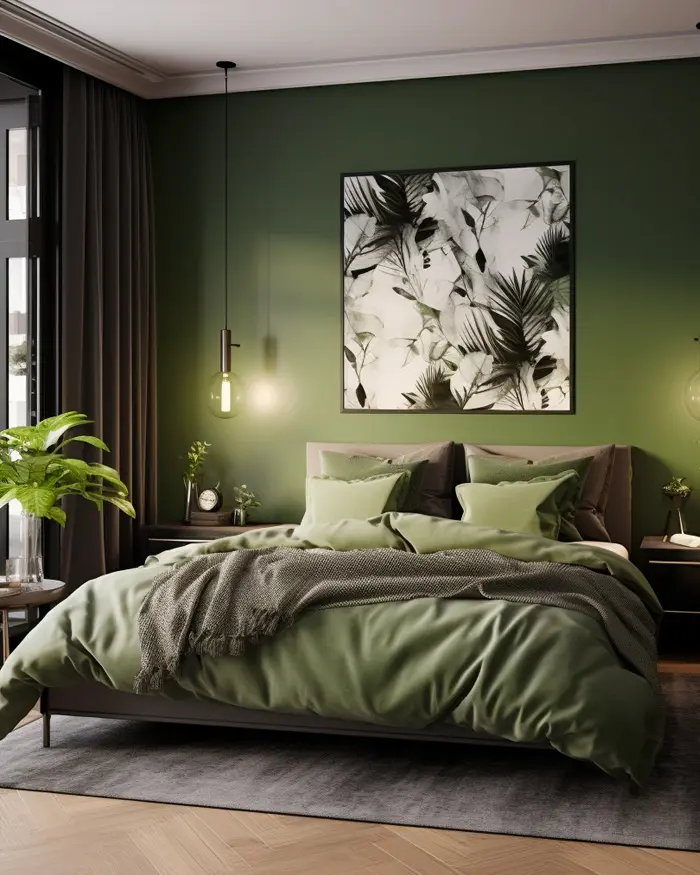 deco vert kaki chambre