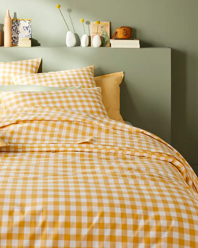 housse couette jaune vichy