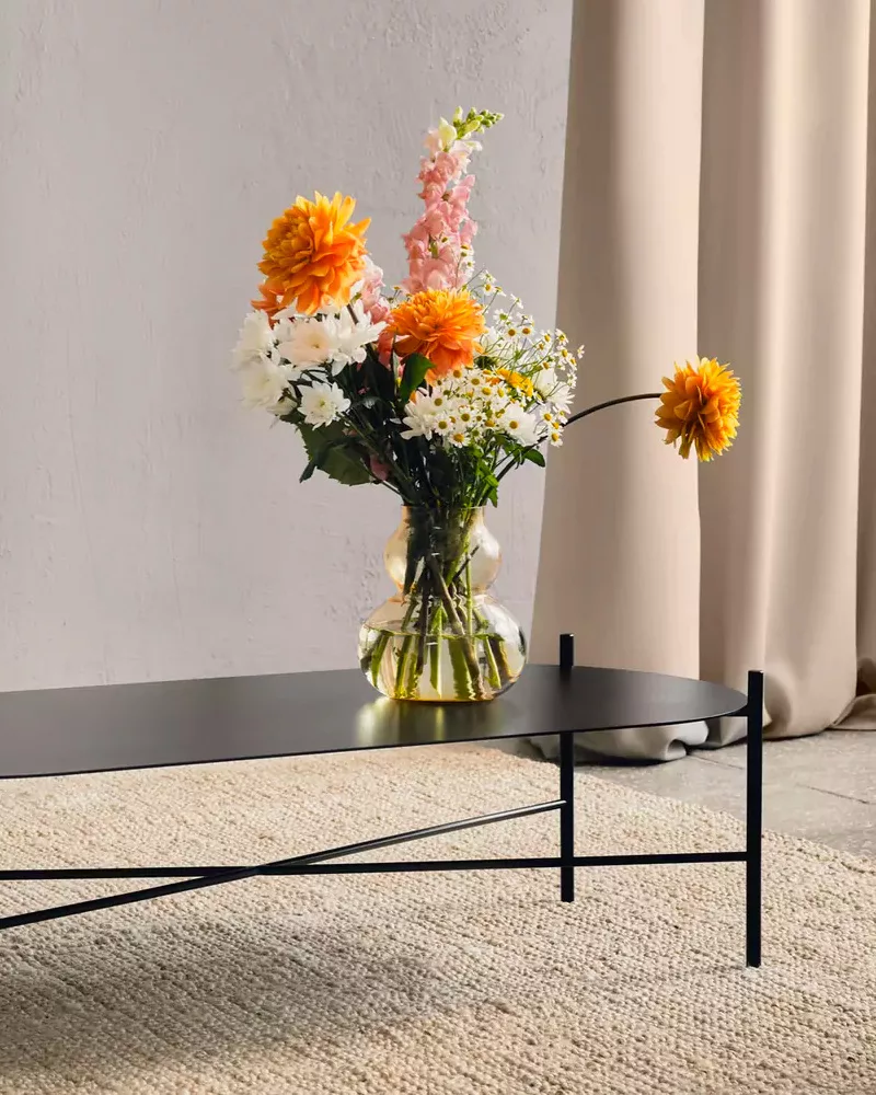 table basse ovale metal noir